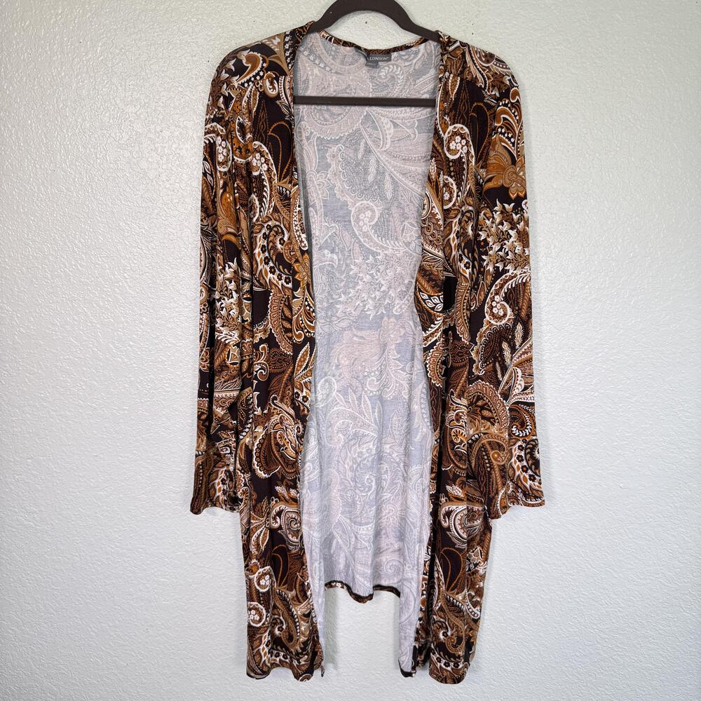 Jessica London Cardigan Womens 26/28 Paisley Floral Open Boho Autumn Fall NEW